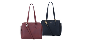 photo of two LouLou shoulder bags, 1 black, 1 brown